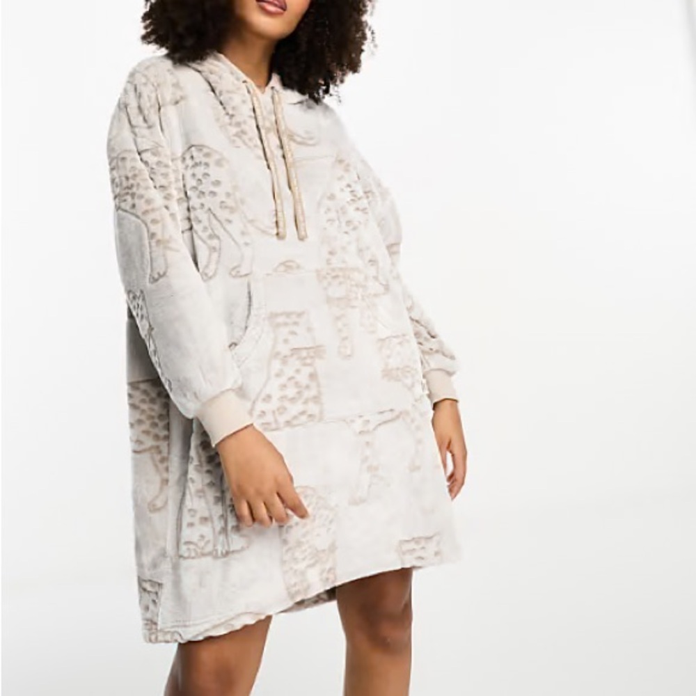 Asos Leopard Oversized Fleece Hoodie